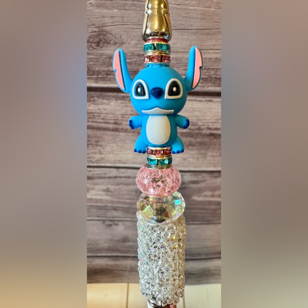 Disney Stitch Handcrafted Beaded Rhinestone Writing Pen Stationery Handmade